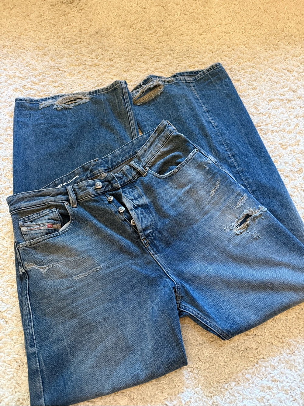 Diesel Blue Distressed baggy Jeans